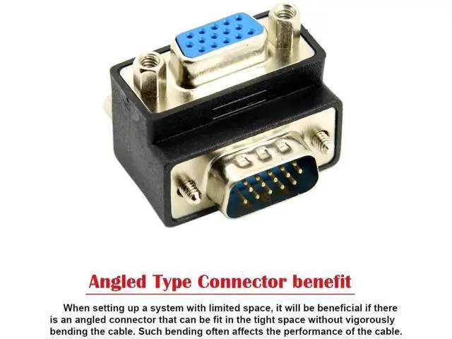 Alt view image 5 of 7 - 90 Degree Down Angled HDB15Pin VGA Male to Female Gender Changer, SVGA D-Sub Video Adapter for Graphics Card, Monitor & Projector