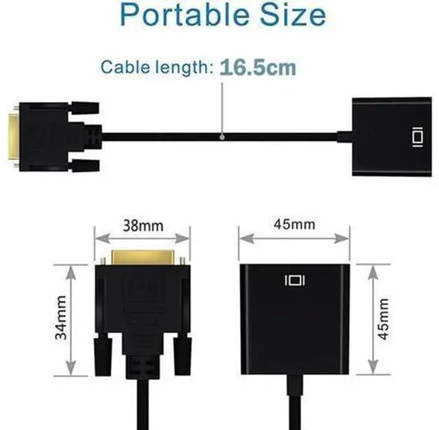Alt view image 2 of 7 - Active DVI-D 24+1 Male to VGA Female Adapter, 1080P Full HD DVI to VGA Signal Converter for PC, Laptop, Graphics Card, Projector & HDTV