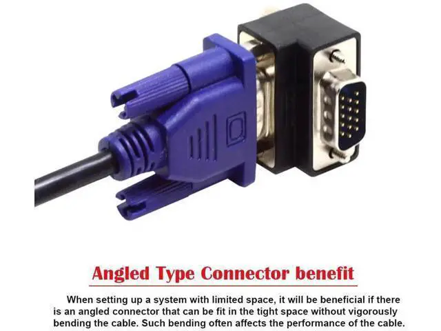 Alt view image 3 of 5 - 90 Degree Up Angled VGA SVGA Male to Female Extension Adapter for Monitor Projector Laptop PC
