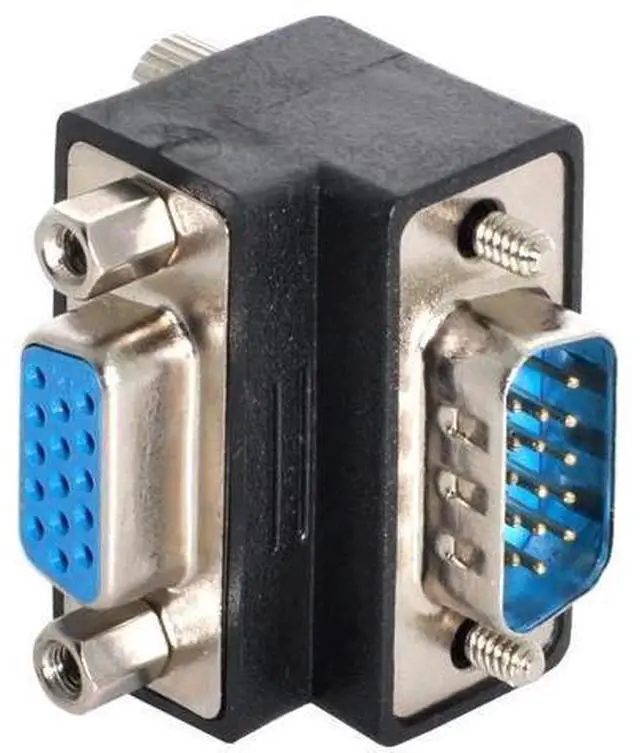 Main image of 90 Degree Up Angled VGA SVGA Male to Female Extension Adapter for Monitor Projector Laptop PC