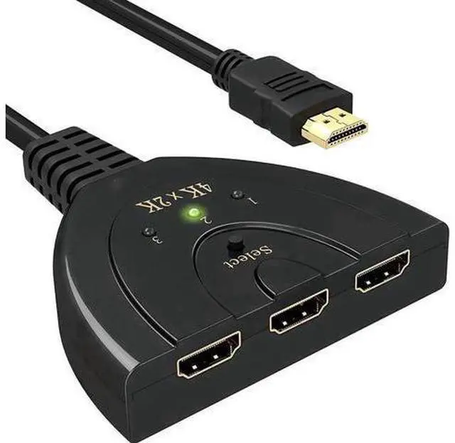 Main image of 3 Port 3x1 HDMI Switcher with Built-in Pigtail Cable, 4K HDMI Switch Splitter Supports 4K, 1080P Full HD & 3D Video