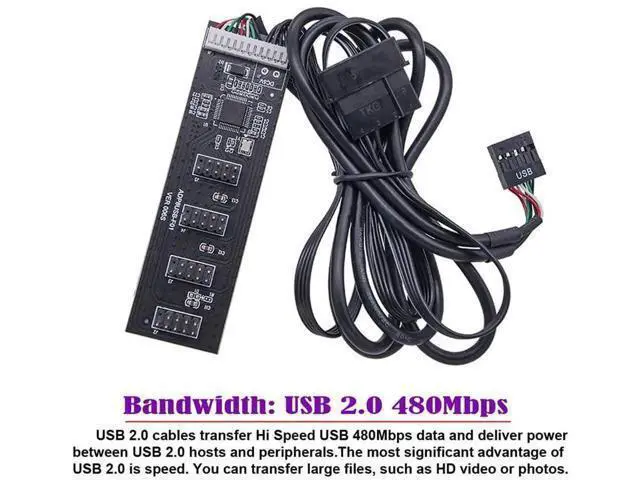 Alt view image 5 of 7 - USB 2.0 9/10Pin Header 1 to 4 Splitter Cable with IDE 5V Power Connector, Internal Port Multiplier Hub for PC