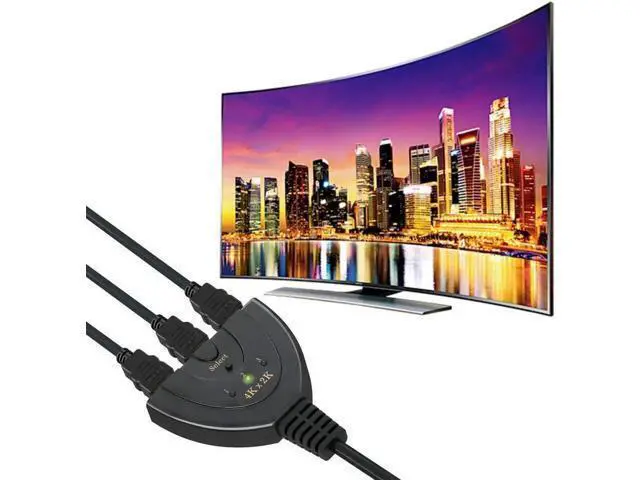 Alt view image 6 of 6 - 3 Port 3x1 HDMI Switcher with Built-in Pigtail Cable, 4K HDMI Switch Splitter Supports 4K, 1080P Full HD & 3D Video