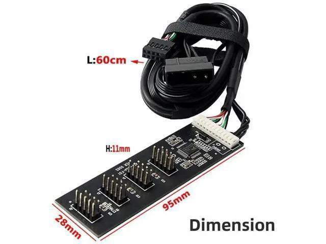 Alt view image 2 of 7 - Internal USB2.0 9Pin/10Pin Header 1-to-4 Female Hub Splitter Cable with IDE Power Supply Port for Motherboard