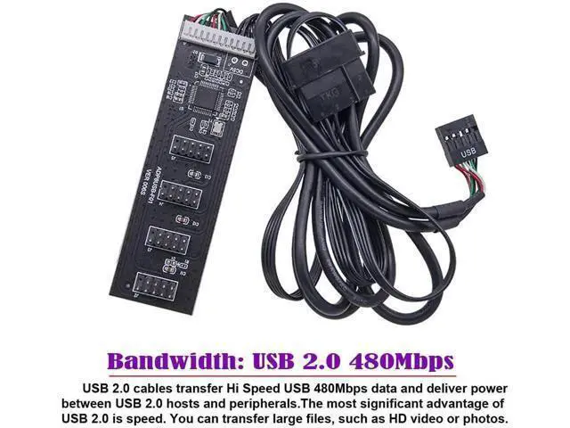 Alt view image 3 of 7 - Internal USB2.0 9Pin/10Pin Header 1-to-4 Female Hub Splitter Cable with IDE Power Supply Port for Motherboard