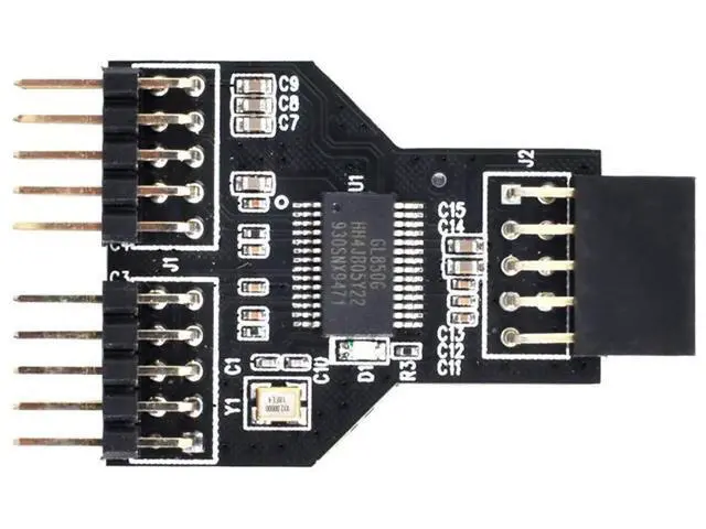 Alt view image 4 of 6 - 9-Pin USB 2.0 Header 1 to 2 Port Splitter Adapter, Motherboard Internal USB Hub Connector
