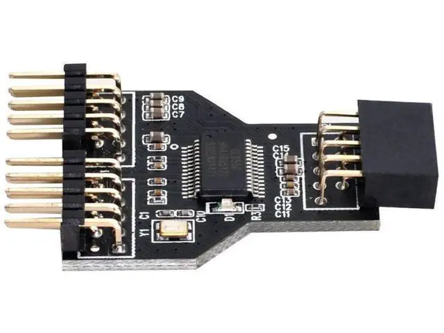 Alt view image 5 of 6 - 9-Pin USB 2.0 Header 1 to 2 Port Splitter Adapter, Motherboard Internal USB Hub Connector