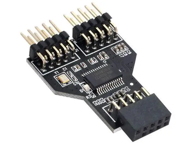 Alt view image 6 of 6 - 9-Pin USB 2.0 Header 1 to 2 Port Splitter Adapter, Motherboard Internal USB Hub Connector