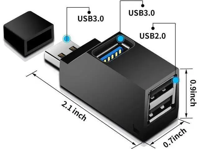 Alt view image 6 of 7 - 3-Port USB 3.0 Mini OTG Hub, Portable Multi-Port USB Splitter Charging Extender Adapter for MacBook, Laptops & Desktop PCs