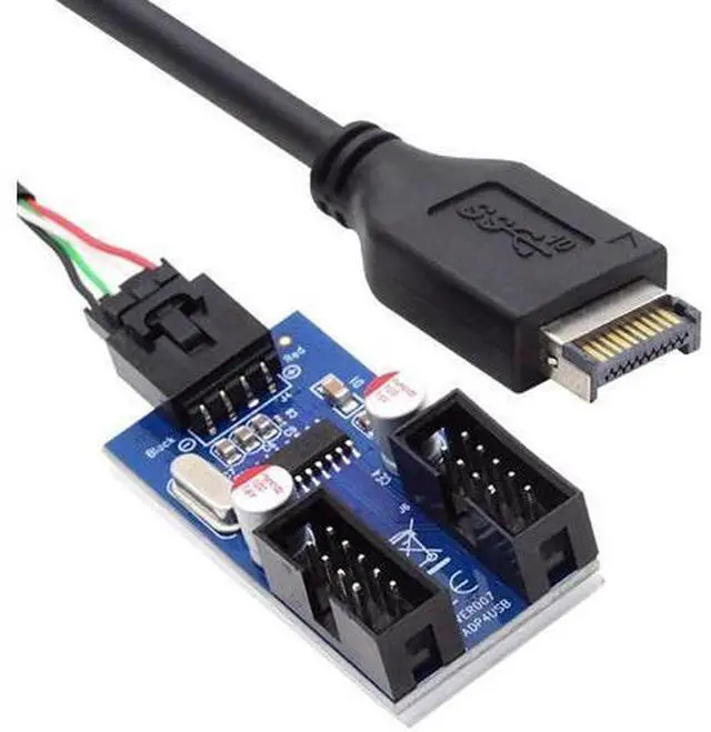 Main image of TypeE to Dual USBA + 9Pin USB2.0 Header Multi-Port Hub Adapter Cable | USB3.1 Gen2 Front Panel Header Splitter for Motherboard Port Expansion