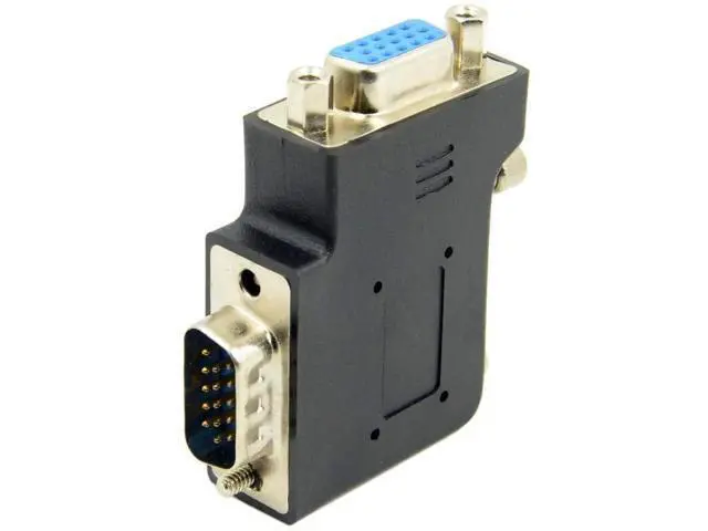 Alt view image 4 of 7 - Black Vertical Flat Left 90 Degree VGA SVGA Male to Female Right Angle Extension Adapter