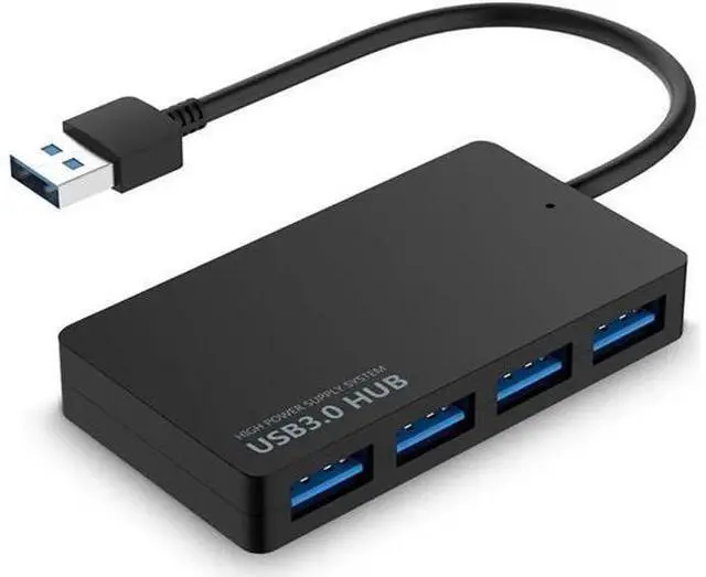 Main image of Black Ultra Slim 4-Port USB 3.0 Splitter Hub, High Speed 5Gbps USB Port Expander Compatible with MacBook Air, Mac Mini, iMac Pro, Surface, Ultrabooks, Laptops & PCs