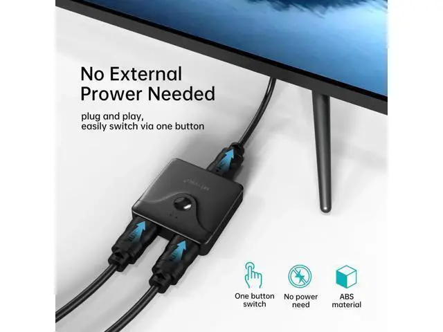 Alt view image 6 of 7 - MT-VIKI Bi-Directional HDMI 2.0 Switch 2 in 1 Out / 1 in 2 Out, 4K@60Hz HDMI Switcher Splitter Supports HDR, 3D, HDCP 2.2, Manual Button Control for PS5, Xbox, Roku, HDTV, Monitor