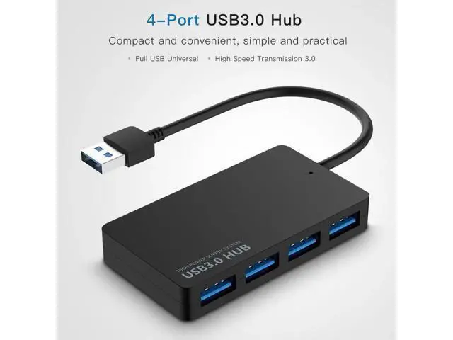 Alt view image 5 of 7 - Black Ultra Slim 4-Port USB 3.0 Splitter Hub, High Speed 5Gbps USB Port Expander Compatible with MacBook Air, Mac Mini, iMac Pro, Surface, Ultrabooks, Laptops & PCs
