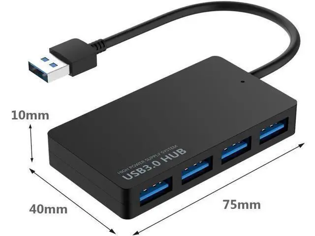 Alt view image 6 of 7 - Black Ultra Slim 4-Port USB 3.0 Splitter Hub, High Speed 5Gbps USB Port Expander Compatible with MacBook Air, Mac Mini, iMac Pro, Surface, Ultrabooks, Laptops & PCs