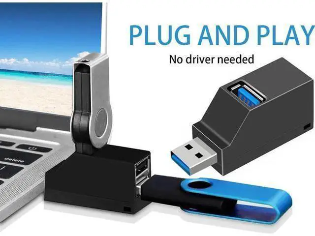 Alt view image 5 of 7 - Universal Rotatable Mini 3-Port USB 3.0 Hub, High Speed 5Gbps Data Transfer Portable USB Splitter Expander Adapter for Laptop, PC, MacBook Pro/Air