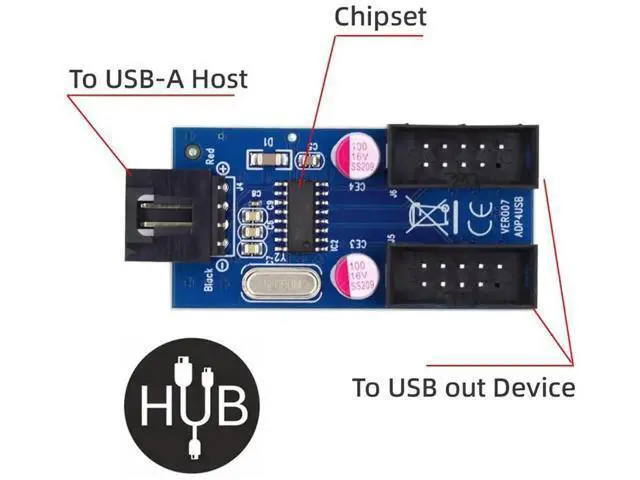Alt view image 2 of 7 - USB 2.0 Type-A Male to Dual Female 9Pin Motherboard Header Hub Adapter, Port Multiplier Extension Connector