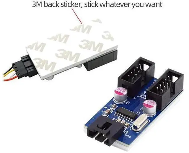 Alt view image 5 of 7 - USB 2.0 Type-A Male to Dual Female 9Pin Motherboard Header Hub Adapter, Port Multiplier Extension Connector