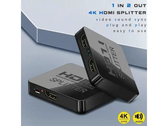 Alt view image 3 of 6 - 1 in 2 Out 4K HDMI Splitter, Mirror Only Dual Monitor Hub with Sync Audio for PC, Laptop, MacBook, GPU, TV