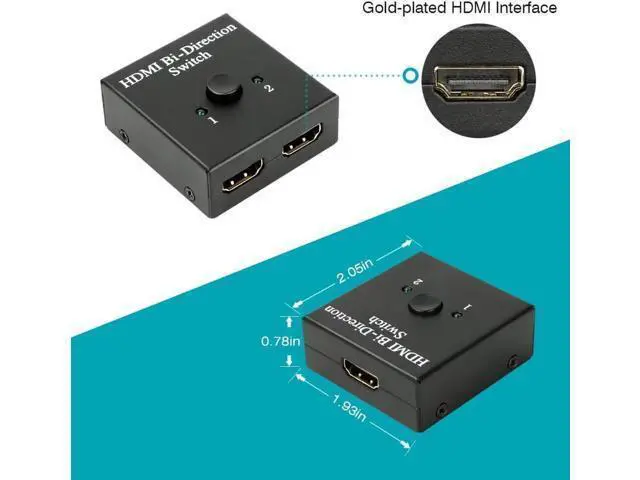 Alt view image 7 of 7 - Bi-Directional HDMI Switch Splitter 1 In 2 Out / 2 In 1, Supports 4K 3D 1080P HDCP