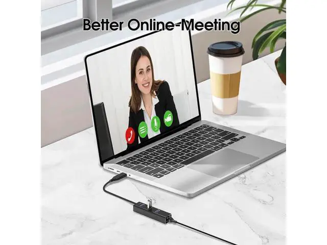 Alt view image 5 of 7 - 4-in-1 Aluminum USB 3.0 Hub with 3 USB 3.0 Ports + 1000Mbps Gigabit RJ45 Ethernet Adapter, Multi-Port USB Splitter Expander Dongle for Laptops & Desktops