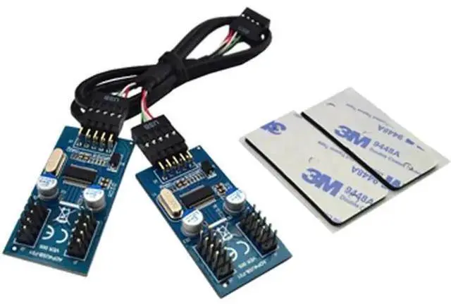 Main image of 11.81 Inch 9-Pin USB 2.0 Internal Header Splitter Cable, 1 Male to 4 Male USB 9Pin Front Panel Header Extension Adapter, Desktop Motherboard USB Port Multiplier Hub