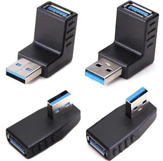 Main image of 4 Pack 90 Degree USB 3.0 Male to Female Coupler, Multi-Angle Gender Changer Extender (Left/Right/Up/Down)