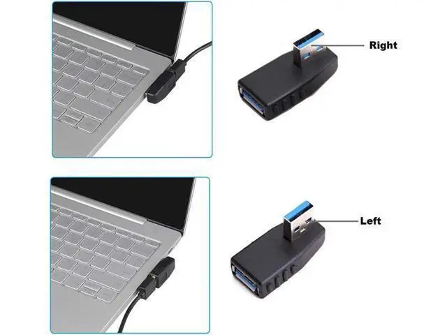 Alt view image 4 of 6 - 4 Pack 90 Degree USB 3.0 Male to Female Coupler, Multi-Angle Gender Changer Extender (Left/Right/Up/Down)