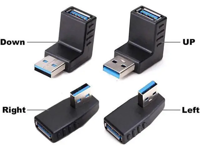 Alt view image 5 of 6 - 4 Pack 90 Degree USB 3.0 Male to Female Coupler, Multi-Angle Gender Changer Extender (Left/Right/Up/Down)