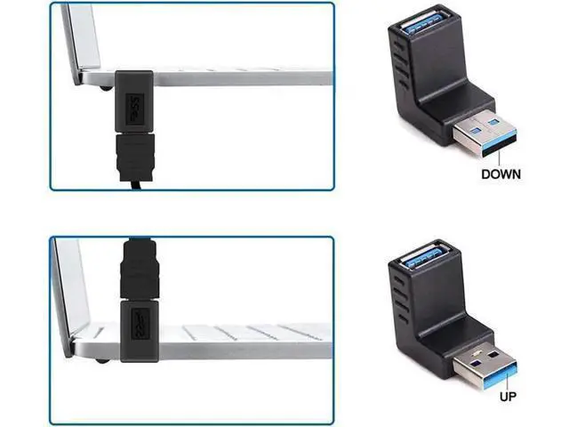Alt view image 6 of 6 - 4 Pack 90 Degree USB 3.0 Male to Female Coupler, Multi-Angle Gender Changer Extender (Left/Right/Up/Down)