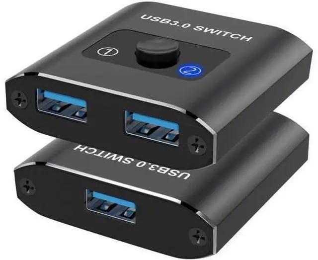 Main image of Bi-Directional USB 3.0 Switch Selector, 2-In-1 Out / 1-In-2 Out USB Sharing Switch for 2 PCs, Works with Mouse Keyboard Printer Scanner, Compatible with Windows Mac Linux