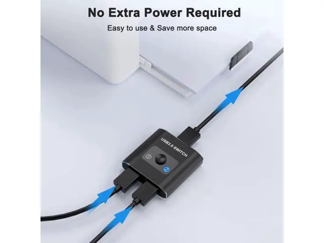 Alt view image 4 of 7 - Bi-Directional USB 3.0 Switch Selector, 2-In-1 Out / 1-In-2 Out USB Sharing Switch for 2 PCs, Works with Mouse Keyboard Printer Scanner, Compatible with Windows Mac Linux