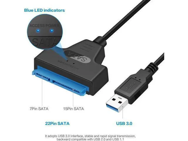Alt view image 4 of 7 - USB 3.0 to 2.5 Inch SATA Adapter Cable, Portable SATA to USB Hard Drive Reader for 2.5 HDD SSD Data Transfer