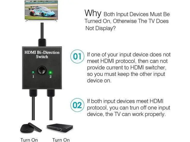 Alt view image 2 of 7 - Bi-Directional HDMI Switch Splitter 1 In 2 Out / 2 In 1, Supports 4K 3D 1080P HDCP