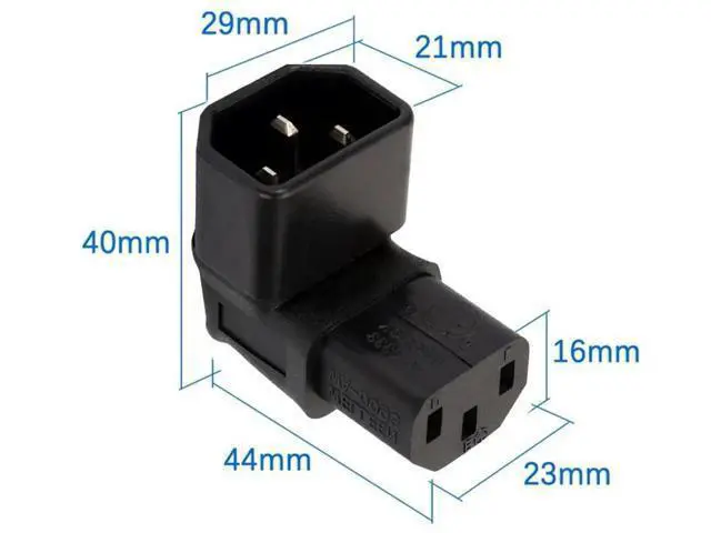 Alt view image 5 of 7 - IEC C14 Male to Up Angled C13 Female Power Adapter 10A 250V 90 Degree Vertical Extension Connector for Computer Monitor PDU Printer Chassis