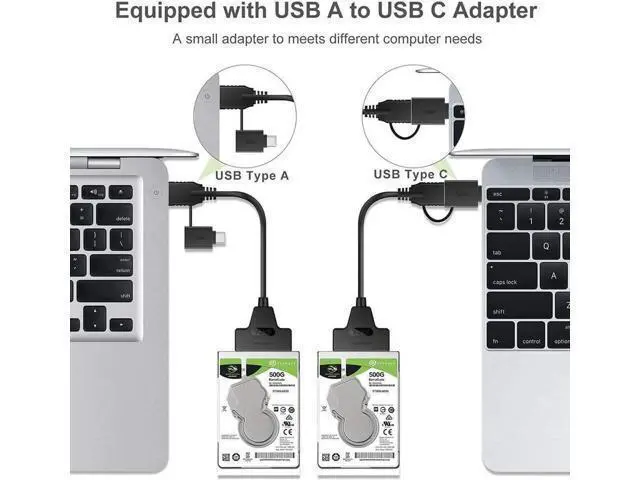 Alt view image 2 of 7 - 2-in-1 SATA to USB 3.0 Adapter Cable with UASP, External Converter Cord for 2.5 Inch SATA HDD SSD Fast Data Transfer