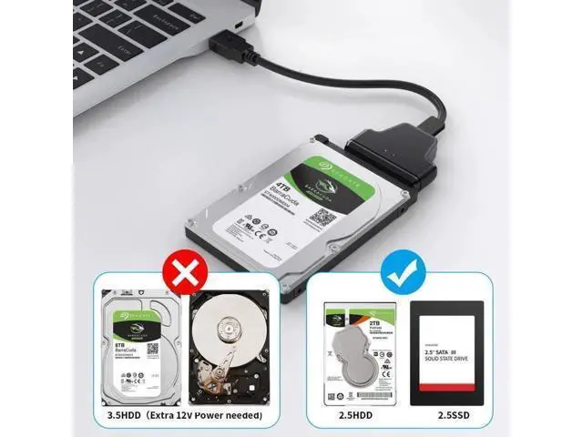 Alt view image 4 of 7 - 2-in-1 SATA to USB 3.0 Adapter Cable with UASP, External Converter Cord for 2.5 Inch SATA HDD SSD Fast Data Transfer
