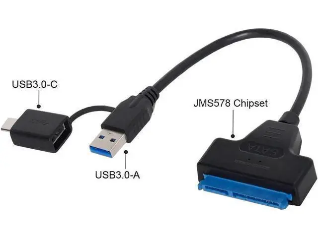Alt view image 6 of 7 - 2-in-1 SATA to USB 3.0 Adapter Cable with UASP, External Converter Cord for 2.5 Inch SATA HDD SSD Fast Data Transfer