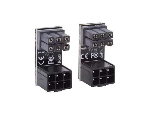 Main image of 2 Pack 360° Adjustable ATX 6Pin Male to Female GPU Power Angle Adapter, 12V Graphics Card Power Connector