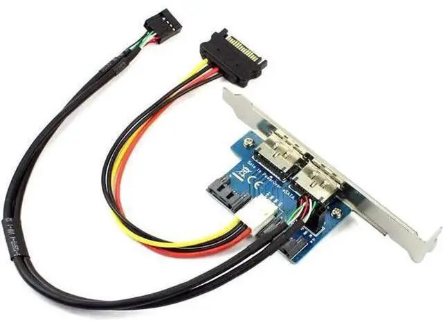 Main image of 2-Port SATA to eSATAp 9Pin USB2.0 Expansion Card, SATA 15Pin Powered Adapter with Full Height Bracket for Desktop PC