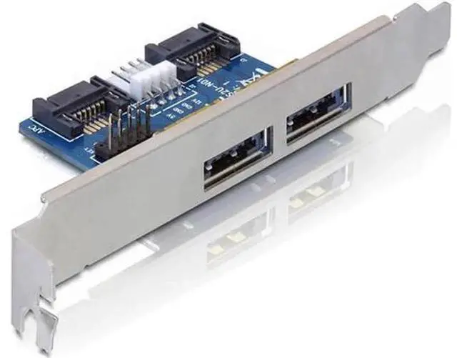 Alt view image 4 of 6 - 2-Port SATA to eSATAp 9Pin USB2.0 Expansion Card, SATA 15Pin Powered Adapter with Full Height Bracket for Desktop PC