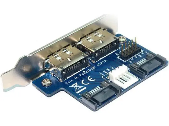Alt view image 5 of 6 - 2-Port SATA to eSATAp 9Pin USB2.0 Expansion Card, SATA 15Pin Powered Adapter with Full Height Bracket for Desktop PC