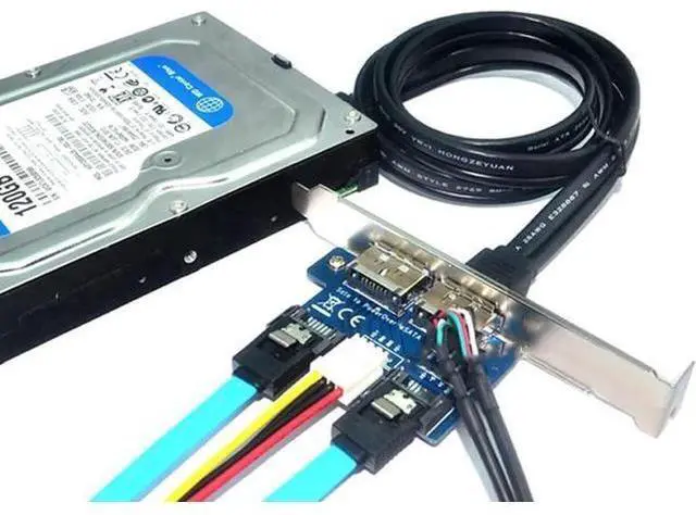 Alt view image 6 of 6 - 2-Port SATA to eSATAp 9Pin USB2.0 Expansion Card, SATA 15Pin Powered Adapter with Full Height Bracket for Desktop PC