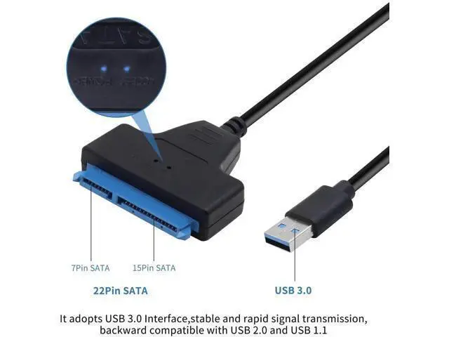 Alt view image 3 of 7 - USB 3.0 to SATA III Hard Drive Adapter Cable, UASP Supported for 2.5" SSD & HDD