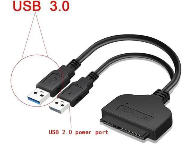 Alt view image 2 of 5 - 6 Inches USB 3.0 to SATA III 22Pin Adapter Cable, 6Gbps UASP Supported for 2.5" SSD HDD with Extra USB Power Cord
