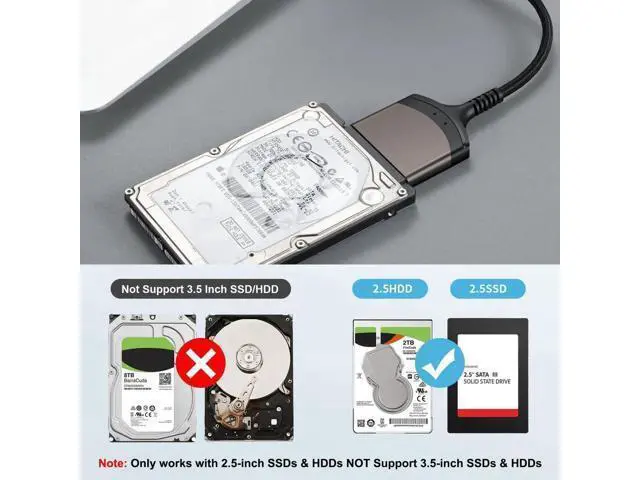 Alt view image 5 of 5 - 9 Inch USB 3.0 to SATA III Adapter Cable with Aluminum Shell & Nylon Cord, UASP Supported for 2.5" SSD/HDD