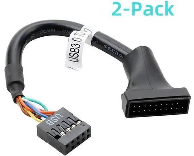 Main image of 2 Pack Motherboard USB 3.0 20Pin to USB 2.0 9Pin Header Adapter Cable, Bidirectional Mainboard Internal Header Bridge Converter
