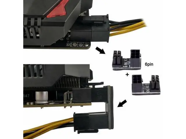 Alt view image 3 of 6 - 2 Pack 360° Adjustable ATX 6Pin Male to Female GPU Power Angle Adapter, 12V Graphics Card Power Connector