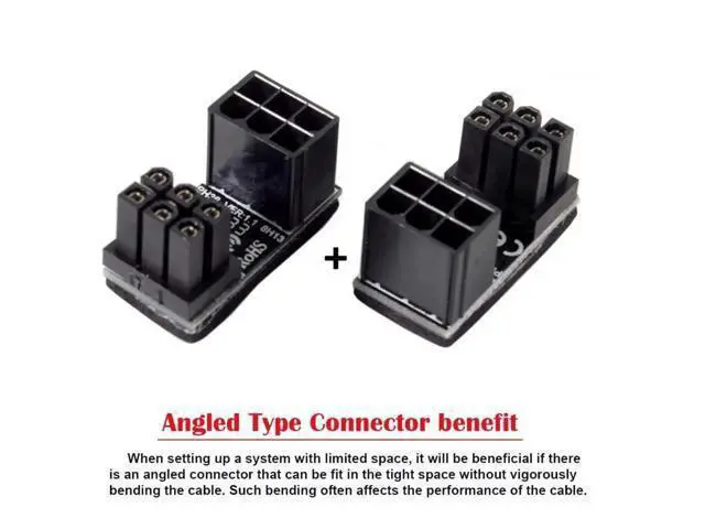 Alt view image 4 of 6 - 2 Pack 360° Adjustable ATX 6Pin Male to Female GPU Power Angle Adapter, 12V Graphics Card Power Connector