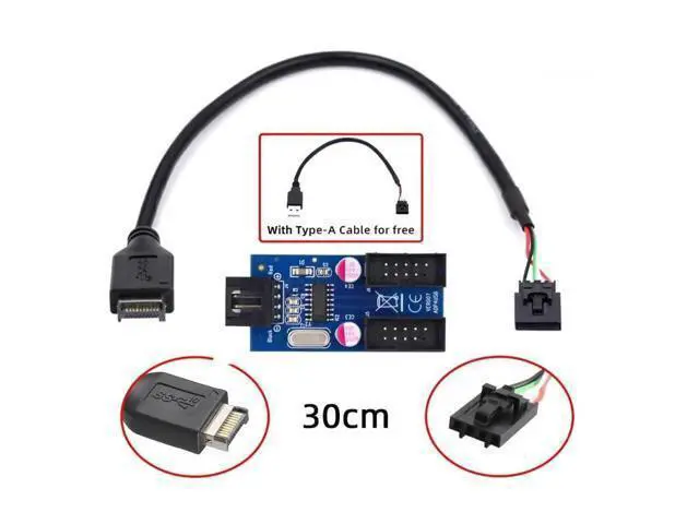 Alt view image 4 of 7 - TypeE to Dual USBA + 9Pin USB2.0 Header Multi-Port Hub Adapter Cable | USB3.1 Gen2 Front Panel Header Splitter for Motherboard Port Expansion